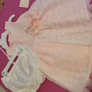 Pink dress with lace overlay